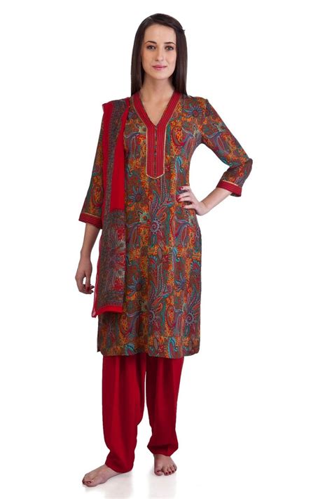 Mb Womens Indian Clothing Printed Kurta Tunic Tunic 3 Piece Suit In Sattva