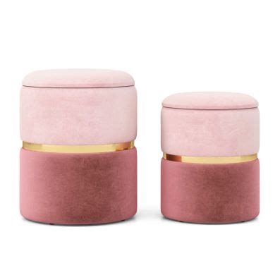 Set Di 2 Pouf Moderni In Velluto Con Ampio Spazio Di Archiviazione E