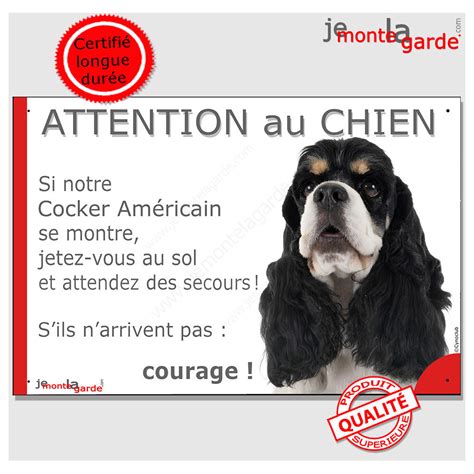 Cocker Usa Panneau Humour Attention Au Chien Jetez Vous Au Sol