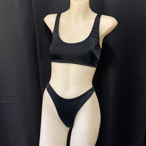 Sporty Black High Cut Bikini Set Etsy