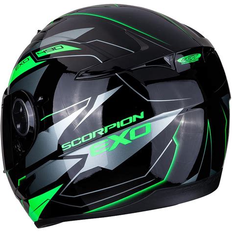 Casque EXO 490 NOVA SCORPION Noir Vert fluo MOTO AXXE FR Casque intégral