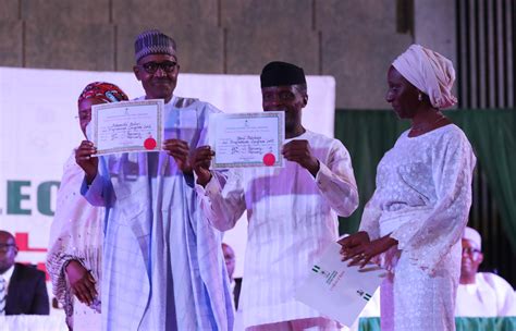 Inec Presents Certificate Of Return To Buhari