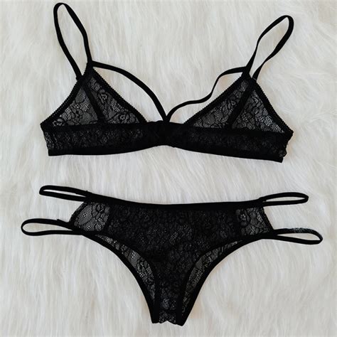 Sexy Lingerie Suspender Lace Three Point Bra Transparent Temptation Mesh Underwear Bra And Bra