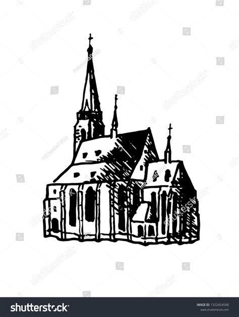 Pilsen Cathedral Drawing Vector Art Illustration Stock Vector (Royalty