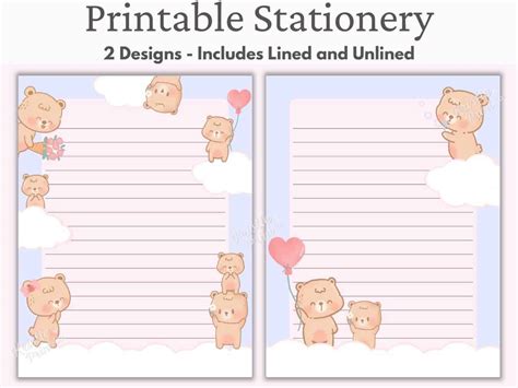 Free Kawaii Printable Stationery Lots Of Cute Lined Paper Healthy