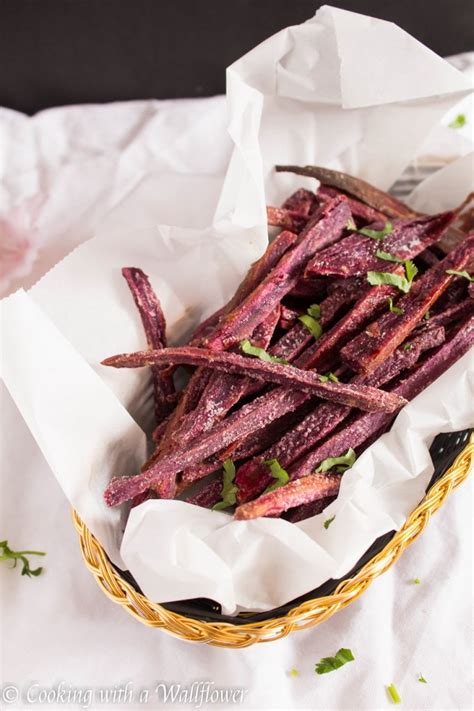 Baked Maple Purple Yam Fries Cooking With A Wallflower