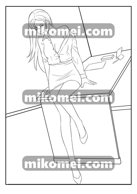 Anime Girls Coloring Pages Sexy Office Anime Girls 15 Pack Etsy Australia