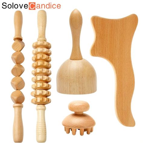 Wood Therapy Massage Toolswooden Massager Rollergua Sha Cupmaderoterapia Kit For Lymphatic