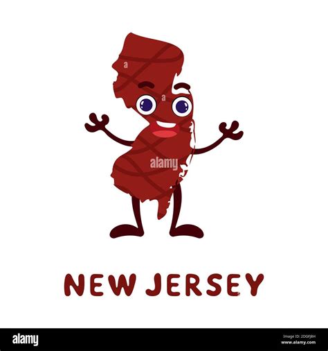 Cute Cartoon New Jersey State Character Clipart Illustrated Map Of