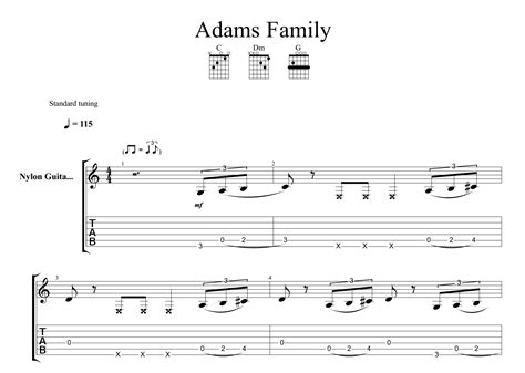 The Addams Family Theme Song for guitar. Guitar sheet music and tabs.