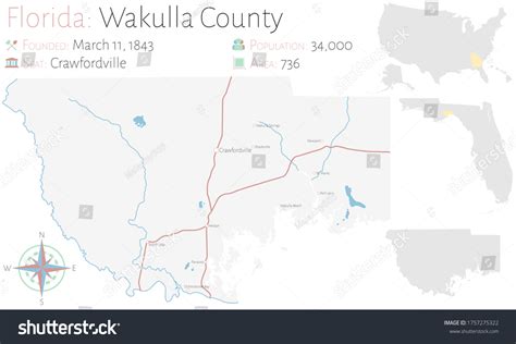 Large Detailed Map Wakulla County Florida Stock Vector (Royalty Free ...