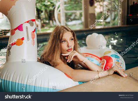 Sexy Blonde Beautiful Figure Lying Pool Stock Photo Shutterstock