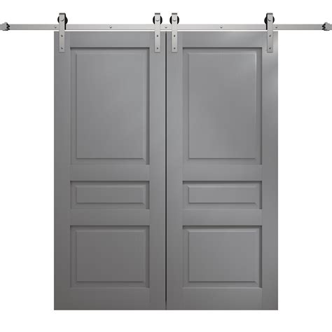 Modern Double Barn Door 36 X 80 Inches Ego 5012 Painted Grey Oak