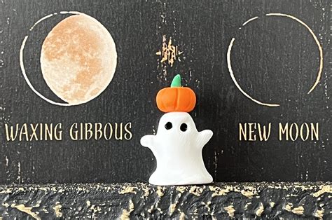 Mini Ghost Figurine Pumpkin Etsy