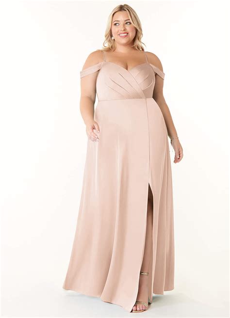 Blushing Pink Azazie Ocean Stretch Satin Dress Bridesmaid Dresses Azazie