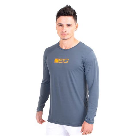 Camiseta Esportiva Manga Longa Zeiq Cinza Logo Laranja Zeiq