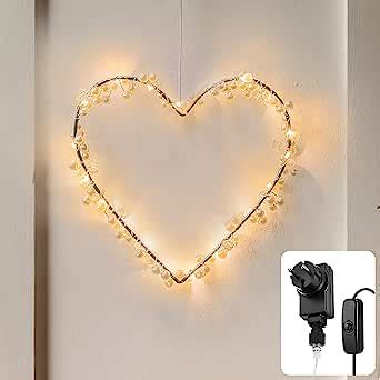 Amazon de CozyHome 20 LED Herz Lichterkranz mit Stecker Warmweiß