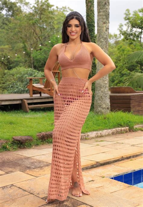 Conjunto Saída de Praia Saia Longa e Top Tricot Verão Ano Novo Trancoso