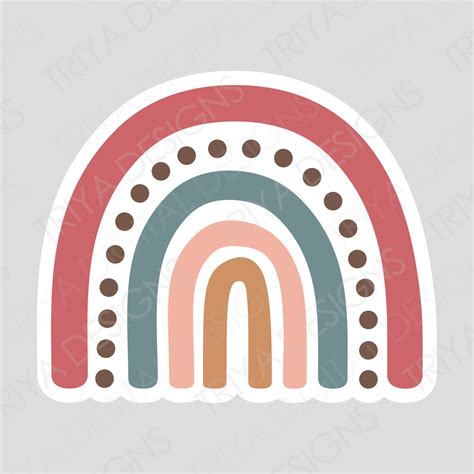 Pastel Rainbow Svg Cut File Boho Rainbow Sticker Png File Etsy