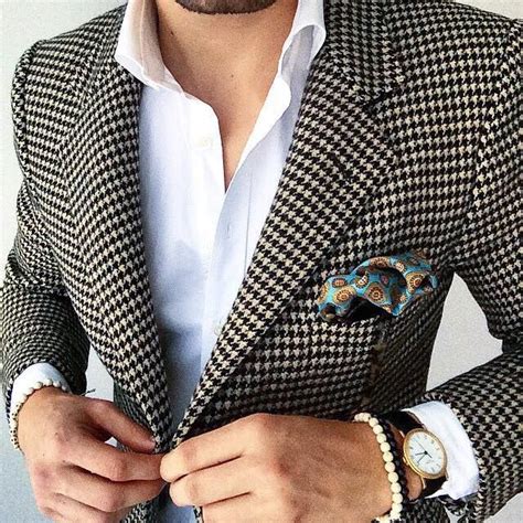 Patterned Black And White Check Blazer With A Crisp White Shirt