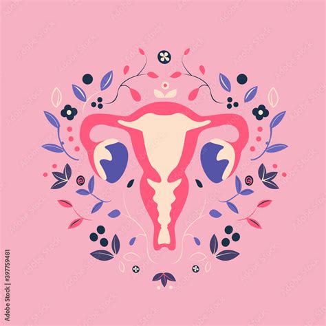 Beautiful Female Reproductive System With Flowersfeminine Gynecology