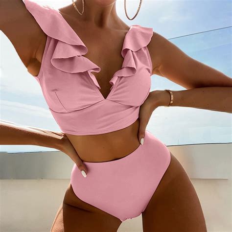 Elneeya Bikinis 2023 Mujer Push Up Bathing Suit Women Solid Color