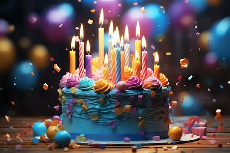 Premium Photo Blue Birthday Cake AI Generated Image