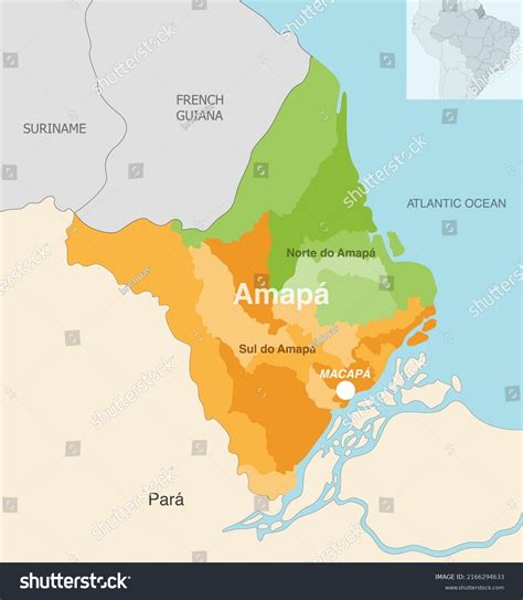 Municipio De Amapá - Brazil State Amapa Administrative Map Showing Stock Vector (Royalty ...