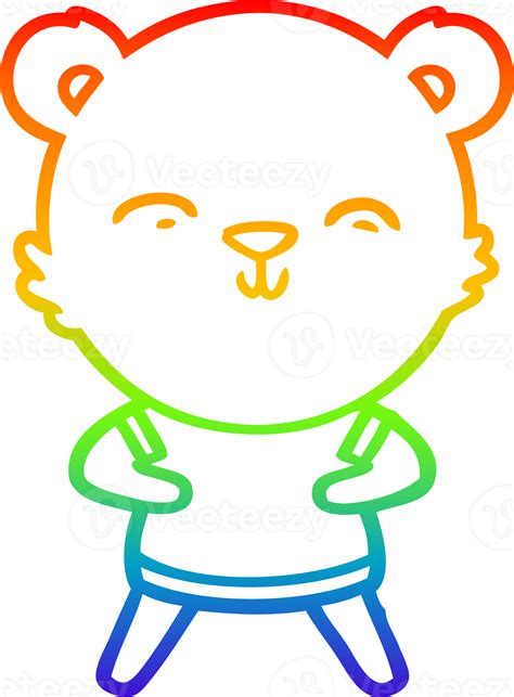 Rainbow Gradient Line Drawing Happy Cartoon Bear 42549619 Png