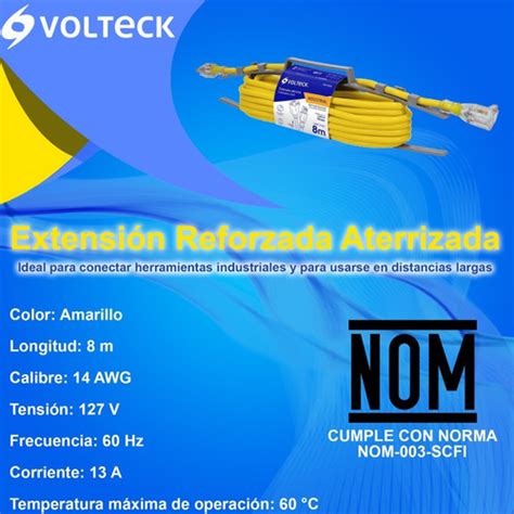 Extensión Reforzada Aterrizada 8 M Calibre 14 Volteck 48067 Meses sin