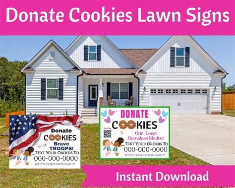 DONATE COOKIES Girl Scout Cookie Printable 24x18 Lawn Sign Print Today