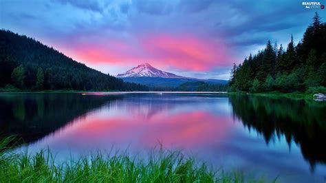 Mountains, Pink, Sky, lake - Beautiful views wallpapers: 1920x1079