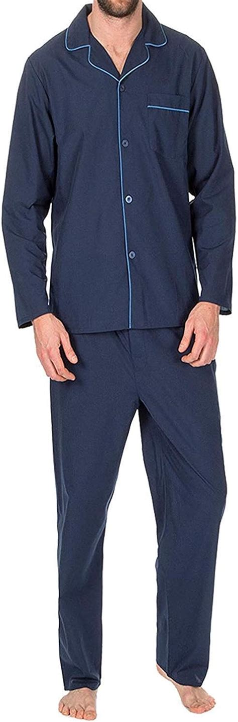 Mens Insignia Plain Poly Cotton Pyjamas Set Traditional Classic Cut Nightwear Mens Clothing