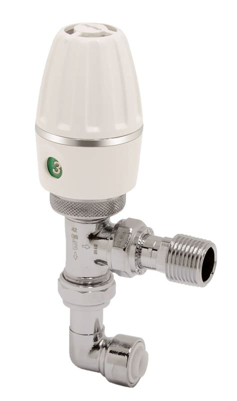 Angle Pattern Thermostatic Radiator Valve With Push Fit Elbow