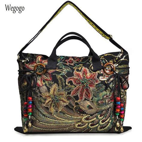 Vintage Embroidery Women Canvas Handbag National Characteristics Single