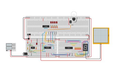 Circuit Design Contador Binario Y Decodificador De 7 Segmentos Tinkercad