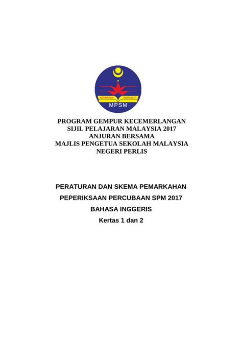 Pdf Peraturan Dan Skema Pemarkahan Peperiksaan Peraturan Dan