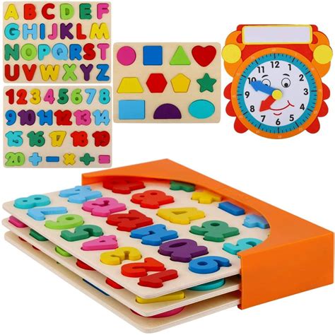 Wooden Peg Puzzles for Toddlers – (Pack of 3 with Learning Clock ...