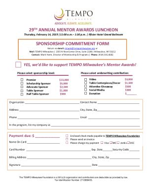 Fillable Online Mentor Award Nomination Form TEMPO Milwaukee Fax