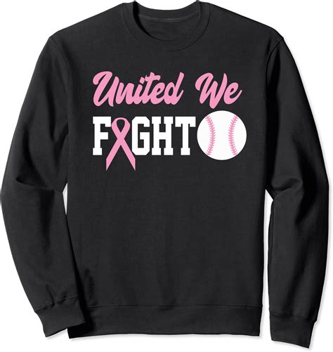 Softball Baseball Pink Ribbon Breast Cancer United Fight Sweatshirt