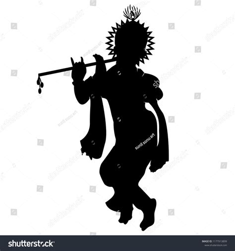 Lord Krishna Flute Shadow Vector Design Stock Vector (Royalty Free ...