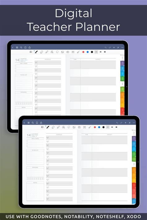 Two Laptops Sitting Side By Side With The Text Digital Teacher Planner