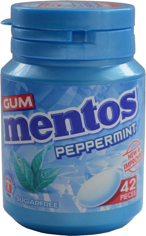 Mentos Peppermint Sugar Free Gum 42pc New And Improved Flavour Pack Of