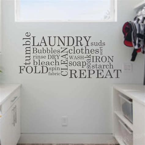 Laundry Vinyl Wall Decals Quote Waterproof Home Decor Subway Laundry