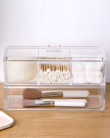 Amazon Acrylic Qtip Holder Dispenser With Wood Lid Compartment