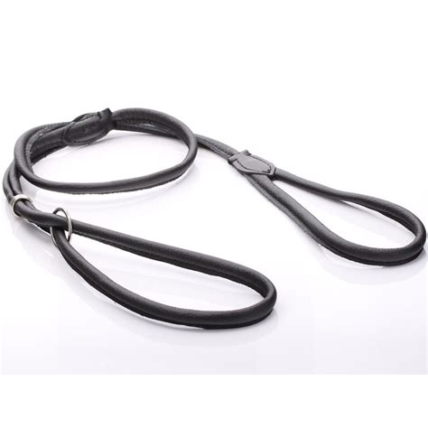 Black Leather Dog Halti Lead With Built In Collar