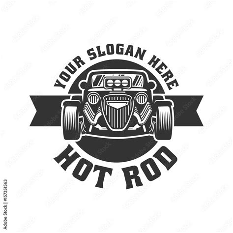 Hot Rod car logo, HotRod vector emblem, Vector Hot Rod car logo design ...