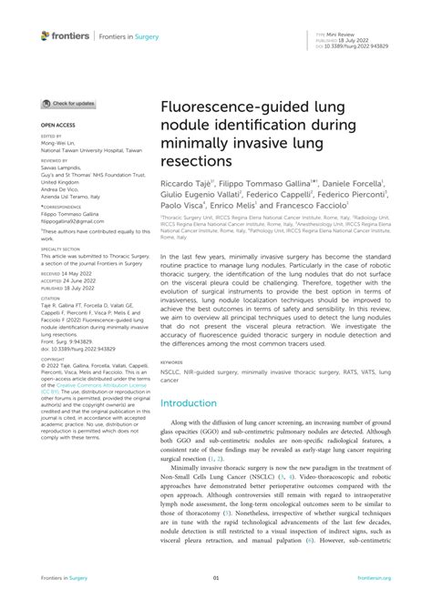 PDF Fluorescence Guided Lung Nodule Identification During Minimally