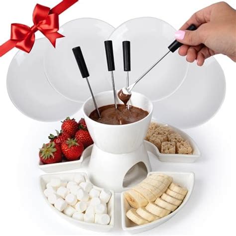 Bigger And Improved Zen Kitchen Fondue Pot Set Glazed