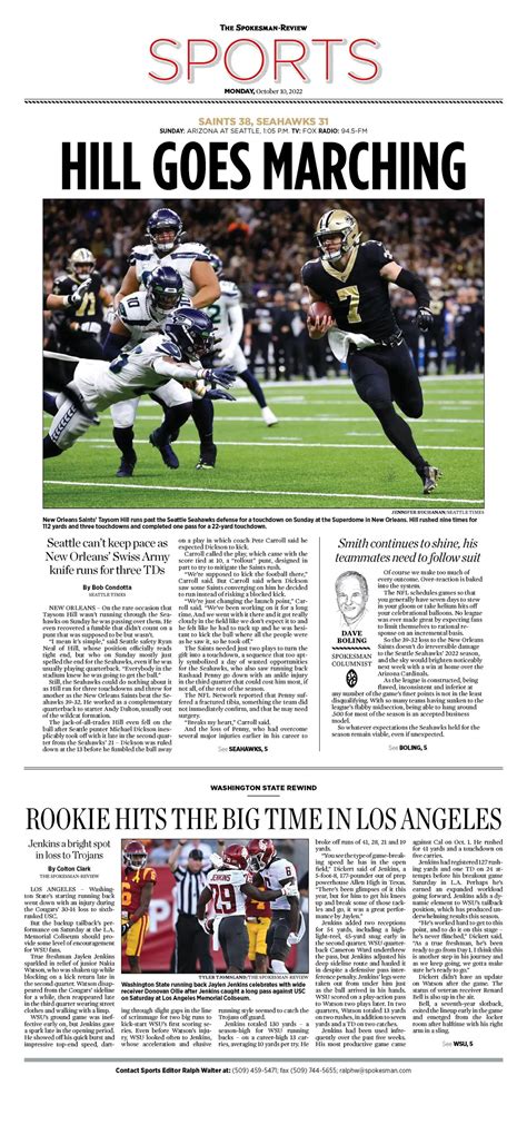 Sports Front Page For Oct 10 2022 The Spokesman Review